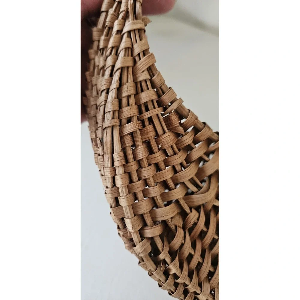 Antique French Style Harvest Basket Woven Round Handle
